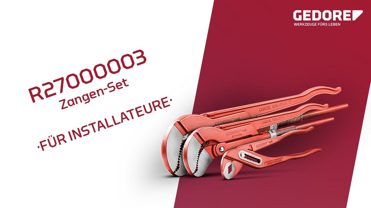 GEDORE red  Zangensatz | R27000003 | 2 x Rohrzange + 1 x Wasserpumpenzange