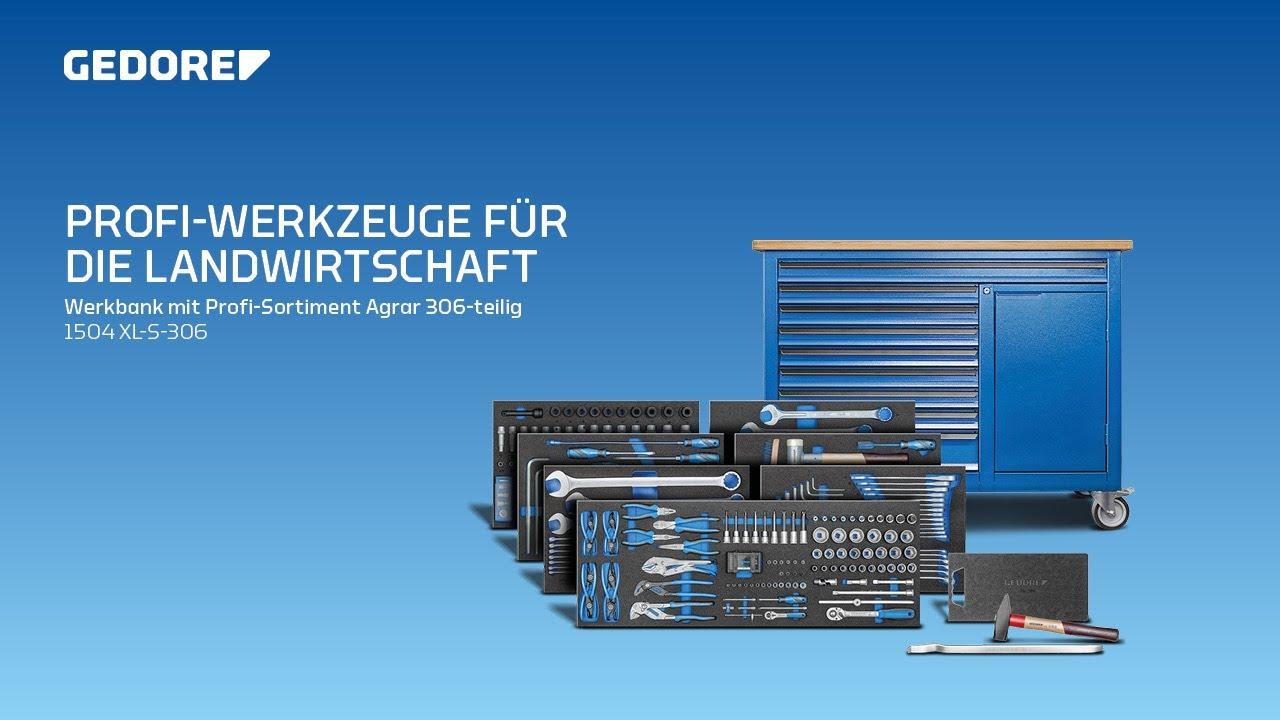 Profi-Werkzeuge für die Landwirtschaft – Werkbank mit Profi-Sortiment 306-teilig 1504 XL-S-306