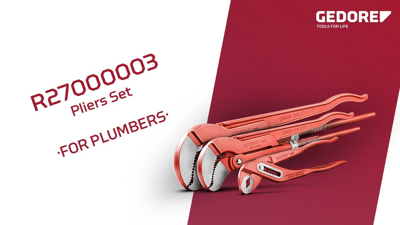 GEDORE red Pliers Set | R27000003 | 2 x Pipe Wrench + 1 x Water Pump Pliers